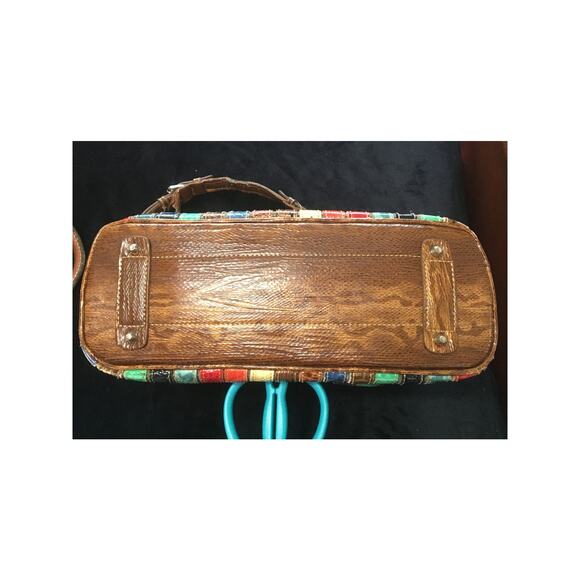 M.C. Marc Chantal Kirstin Multi Colored Croco Embossed Leather Hobo Bag Purse - Picture 6 of 13